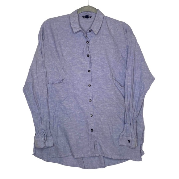 Topshop Women's Blue Oversized Button Down Shirt Casual Lightweight size 6 - Picture 1 of 9